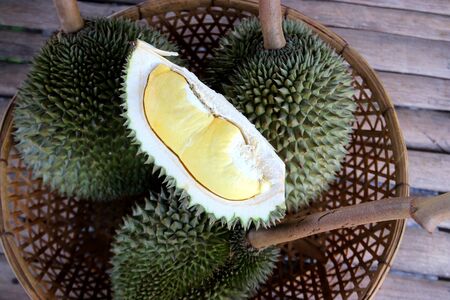 photo of durian fruit in the basket
