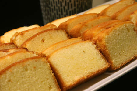 closeup of cake on buffet line for breakfast