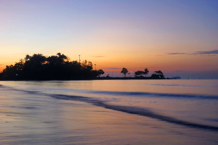 landscape view of beautiful sunrise over the seaの写真素材