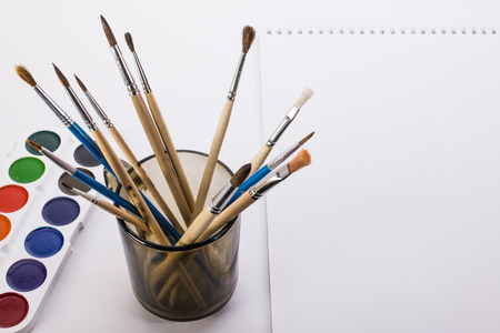 brush and album for drawingの写真素材