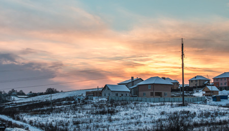 sunset in winterの写真素材