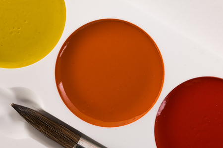 watercolors and brush closeupの写真素材