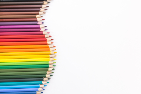 colored pencils on white backgroundの写真素材