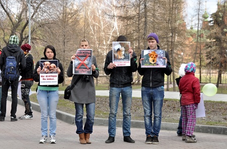 CHELYABINSK - APRIL 23: the Society for the protection of animals supports entering into the Constitution of Russia for the law on the rights of animals. April 23, 2011, Chelyabinsk, Russia.のeditorial素材