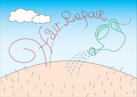 Man baldness with the sky and hair repair lettersのイラスト素材