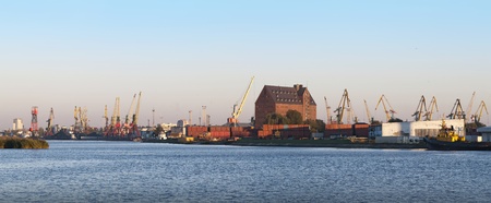 panorama of trading seaport of Kaliningrad