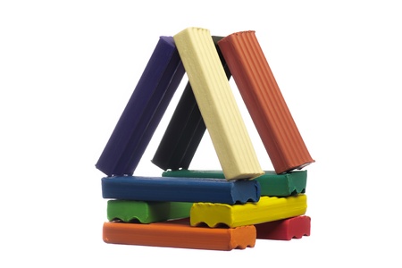 toy house from the colored plasticine piecesの写真素材