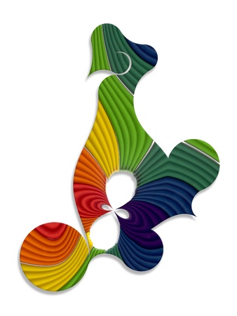 abstract rainbow color figure from pieces of plasticine on white backgroundの写真素材