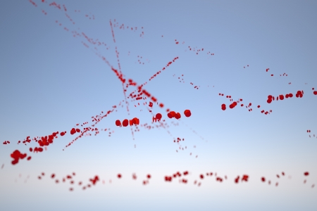 abstract sky background with red points and linesの写真素材