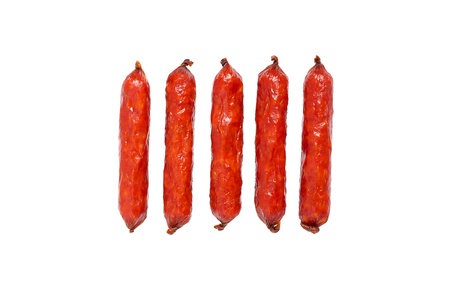 Sausages isolated over a white backgroundの写真素材