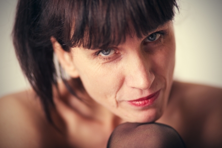 mature sensuality woman face closeupの写真素材