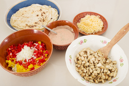 prepared ingredients for fajita, doner kebab, shwarma, burritosの写真素材