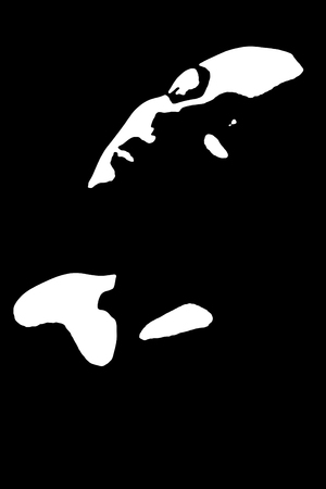 sensual aroused woman with closed eyes on black background monochrome illustrationの写真素材