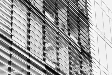 facade of office modern building closeup view, monochromeの写真素材
