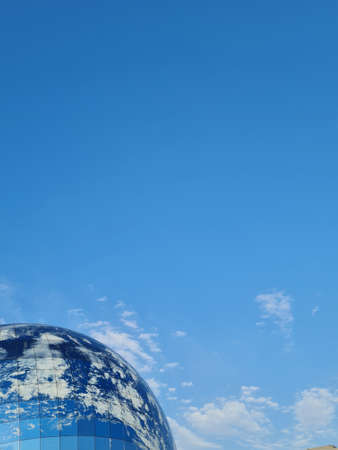 earth planet on blue sky background with copy spaceの写真素材
