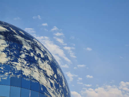 earth planet on blue sky background with copy spaceの写真素材