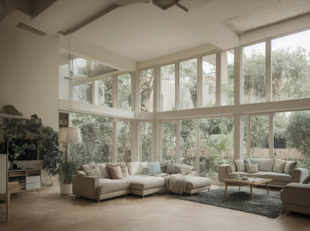 new modern scandinavian loft apartment. Modern interior with vintage furniture. AI generated...