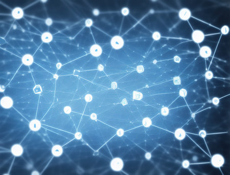 Abstract Futuristic Exploding Pixel Neon Blue Glowing Pattern Connection Communication 5G Energy Network Computer Smart City Internet Technology Background Light Beams. Binary data wave concept. AI generated illustrationの素材