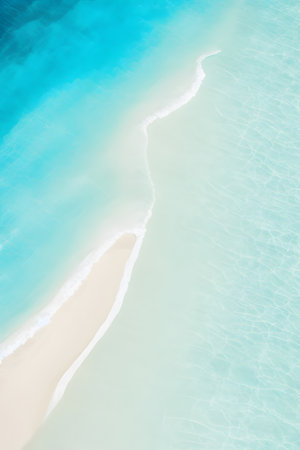 Calm, turquoise clear water for swimming and snorkeling coast at a Hawaii beach. Caribbean turquoise sea beach shore white sand. AI generatedの素材