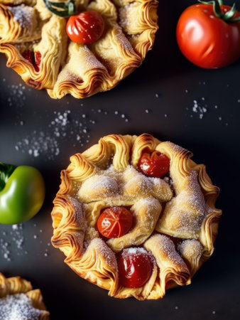 Tomato tartlets with puff pastry - the heirloom pantry. Generative AIの素材