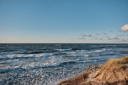 Baltic sea stormy coast at sunny dayの写真素材