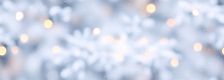 Winter Snowfall and snowflakes turquoise blue background. Cold winter Christmas and New Year background. Generative aiの素材