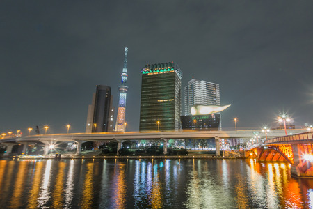 The view from  Asakusa Tokyo Sky tree on Sumida River, Tokyo, Japanのeditorial素材