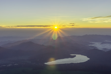 Sunrise view from summit of the Mount Fujiの写真素材