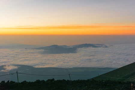 Sunrise view from summit of Mount Fujiの写真素材
