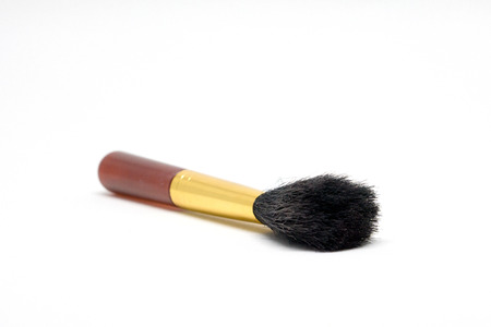 Black makeup blusher brush isolated over the white backgroundの写真素材