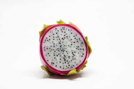 Vivid and Vibrant Dragon Fruit isolated against white background.の写真素材