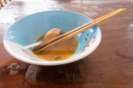 Eat all the food in the dish, breakfast, lunch and dinner.の写真素材