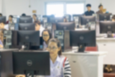 Staff training at the conference room blur background, people learning and development.