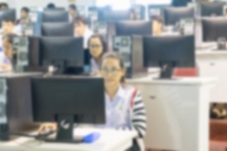 Staff training at the conference room blur background, people learning and development.