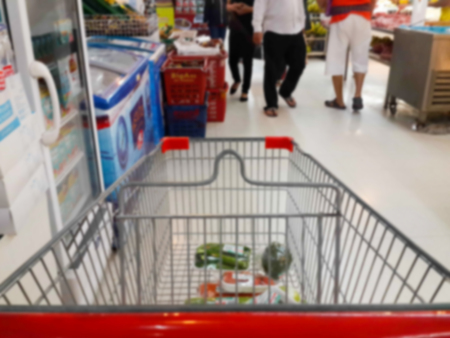 Blurry scene of Asian fresh market as abstract backgroundの写真素材