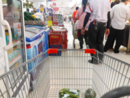 Blurry scene of Asian fresh market as abstract backgroundの写真素材