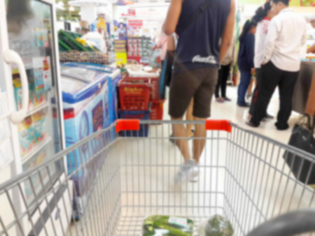 Blurry scene of Asian fresh market as abstract backgroundの写真素材