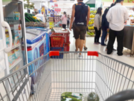 Blurry scene of Asian fresh market as abstract backgroundの写真素材