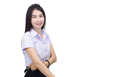 Portrait of thai adult student university uniformの写真素材