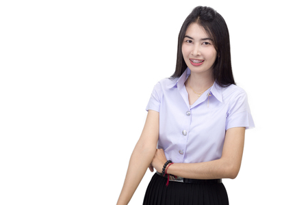 Portrait of thai adult student university uniformの写真素材
