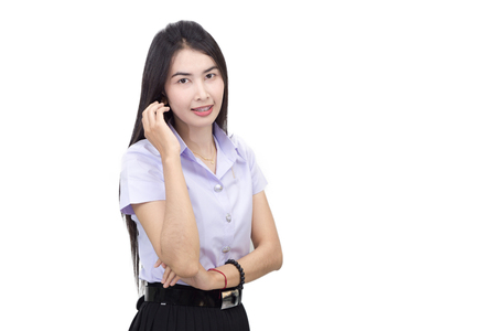 Portrait of thai adult student university uniformの写真素材