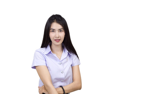 Portrait of thai adult student university uniformの写真素材