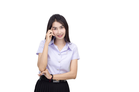 Portrait of thai adult student university uniformの写真素材