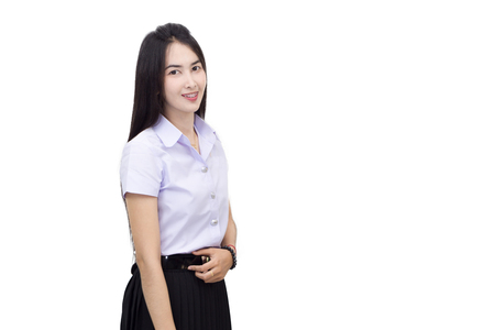 Portrait of thai adult student university uniformの写真素材