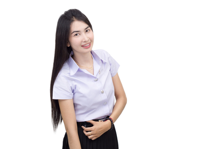 Portrait of thai adult student university uniformの写真素材