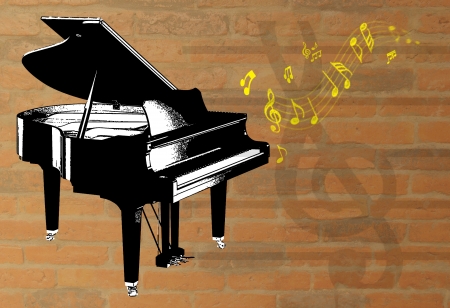 graphic piano and music notesの写真素材