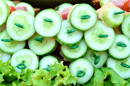 stick cucumber slice with appitizerの写真素材