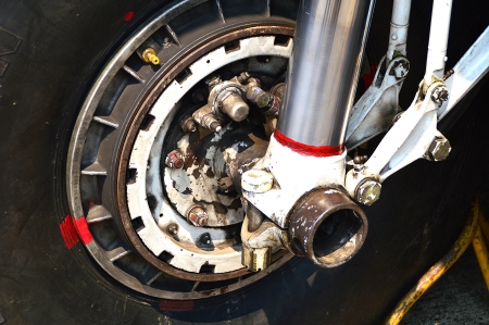 engine part of BT-67 aircraft wheel and break in Chiangmai International Airportの写真素材
