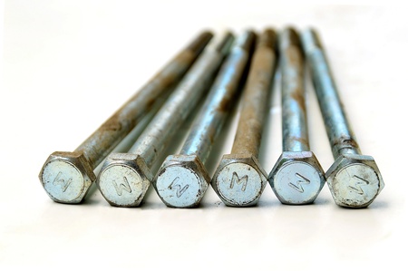 metal nuts isolate on white backgroundの写真素材