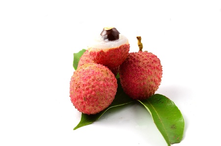 closeup of freshly produced bunch of ripe and delicious Lychee fruitsの写真素材